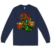 Navy cowboy hat with boots christmas Long Sleeve Tee - RanaPortraitStore