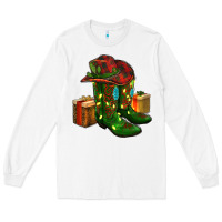 White cowboy hat with boots christmas Long Sleeve Tee - RanaPortraitStore