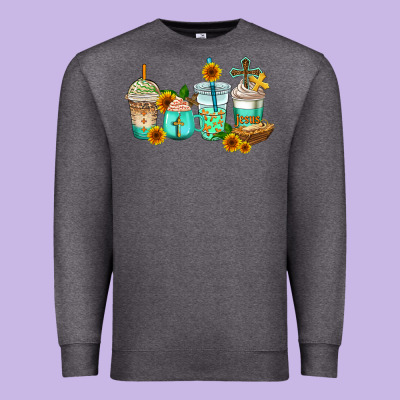 Jesus Coffee Cups Premium Sweatshirt Designed By Adodesignshop
