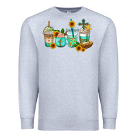 Heather Grey jesus coffee cups Premium Sweatshirt - AdoDesignShop