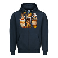 Navy Coffee gnome Zipper Hoodie - BarkalooDesign