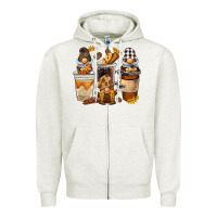 Oatmeal Heather Coffee gnome Zipper Hoodie - BarkalooDesign