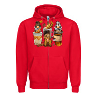 Red Coffee gnome Zipper Hoodie - BarkalooDesign
