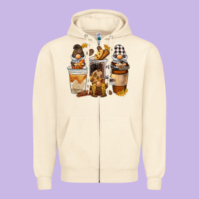 Coffee Gnome Zipper Hoodie Designed By Barkaloodesign