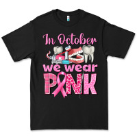 Black In October We Wear Pink Breast Cancer Awareness Premium Tee - texasbilliewilder