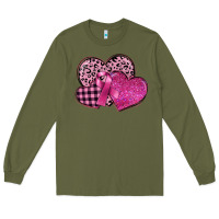 Army Green breast cancer hearts Long Sleeve Tee - FaDigitalArtStudio