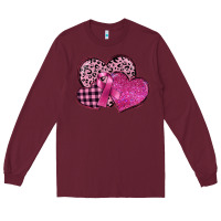 Burgundy breast cancer hearts Long Sleeve Tee - FaDigitalArtStudio