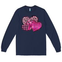 Navy breast cancer hearts Long Sleeve Tee - FaDigitalArtStudio