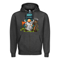 Charcoal Heather golf gnome Zipper Hoodie - BarkalooDesign