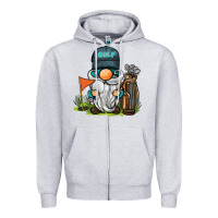 Heather Grey golf gnome Zipper Hoodie - BarkalooDesign