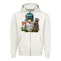 Oatmeal Heather golf gnome Zipper Hoodie - BarkalooDesign
