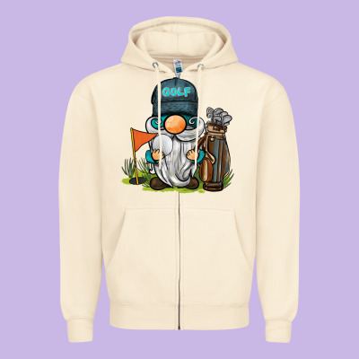 Golf Gnome Zipper Hoodie Designed By Barkaloodesign