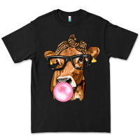 Black Cow Lick with Leopard Bandana Premium Tee - texasbilliewilder