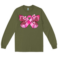 Army Green Cancer butterfly Long Sleeve Tee - FaDigitalArtStudio
