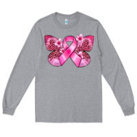 Heather Grey Cancer butterfly Long Sleeve Tee - FaDigitalArtStudio