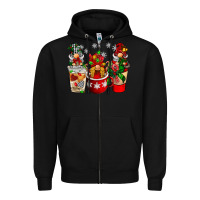 Black Christmas coffee gnome Zipper Hoodie - BarkalooDesign