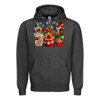 Charcoal Heather Christmas coffee gnome Zipper Hoodie - BarkalooDesign