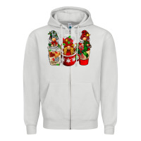 Dove Grey Christmas coffee gnome Zipper Hoodie - BarkalooDesign