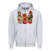 Heather Grey Christmas coffee gnome Zipper Hoodie - BarkalooDesign