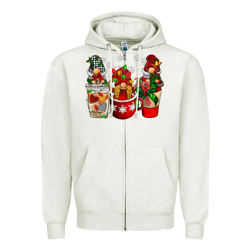 Christmas Coffee Gnome Zipper Hoodie by BarkalooDesign | Teevron