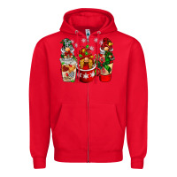 Red Christmas coffee gnome Zipper Hoodie - BarkalooDesign