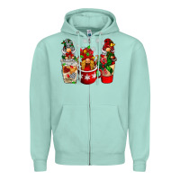 Seafoam Christmas coffee gnome Zipper Hoodie - BarkalooDesign