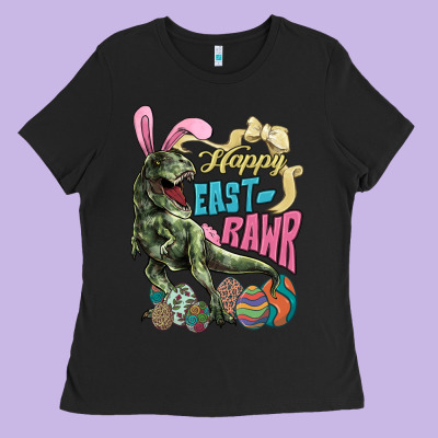 Happy Easter Day T-rex Ladies Tee Designed By Howdyjamesfarm