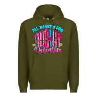 Army Green All Booked For Valentines Premium Hoodie - CowhideDigitalArt