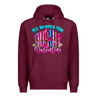 Burgundy All Booked For Valentines Premium Hoodie - CowhideDigitalArt