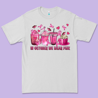 In October We Wear Pink With Breast Cancer Coffee Premium Tee Designed By Texasbilliewilder
