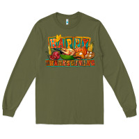 Army Green Happy Thanksgiving Long Sleeve Tee - FaDigitalArtStudio