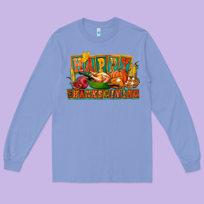 Happy Thanksgiving Long Sleeve Tee Designed By Fadigitalartstudio