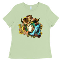 Matcha Cow skull Cowboy boots hats sunflowers Ladies Tee - HowdyJamesFarm