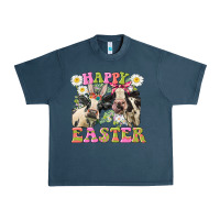 Midnight Navy Happy Easter Heifers Easter Day Urban Heavy Tee - CowGirlArtShop