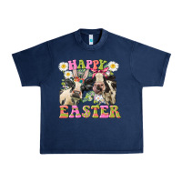 Navy Happy Easter Heifers Easter Day Urban Heavy Tee - CowGirlArtShop