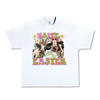 White Happy Easter Heifers Easter Day Urban Heavy Tee - CowGirlArtShop