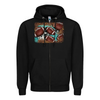 Black American football leopard cowhide turquoise  leather background Zipper Hoodie - BarkalooDesign