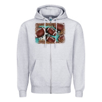 Heather Grey American football leopard cowhide turquoise  leather background Zipper Hoodie - BarkalooDesign