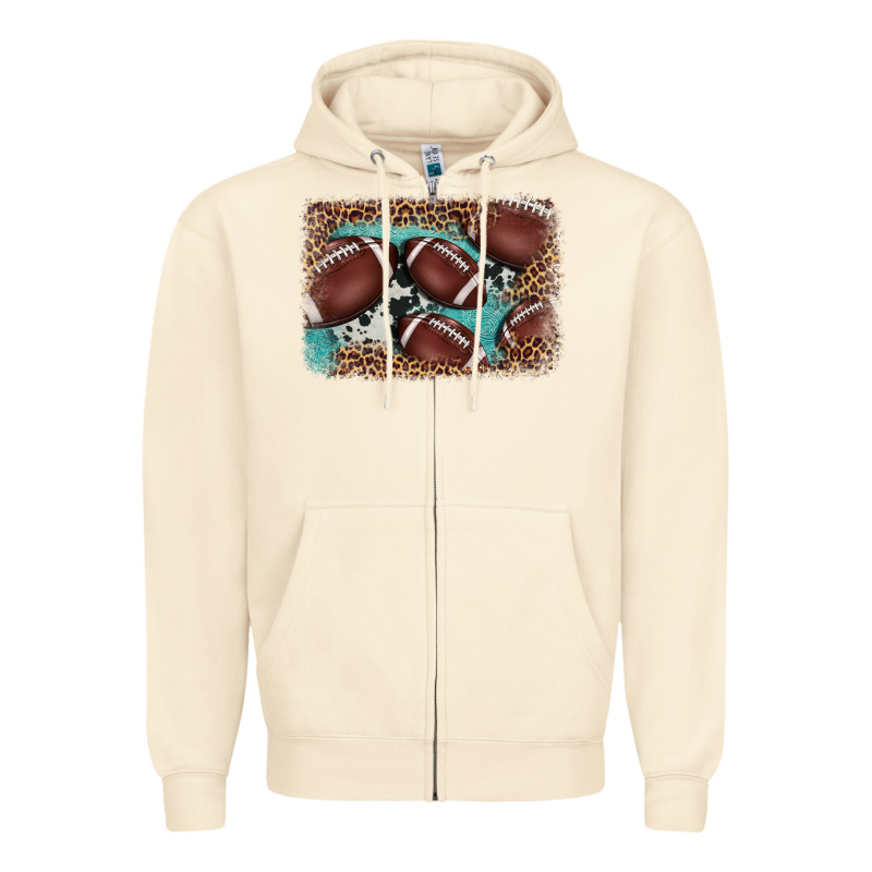 American Football Leopard Cowhide Turquoise  Leather Background Zipper Hoodie by BarkalooDesign | Teevron