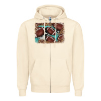 Sandshell American football leopard cowhide turquoise  leather background Zipper Hoodie - BarkalooDesign