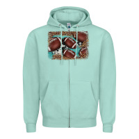 Seafoam American football leopard cowhide turquoise  leather background Zipper Hoodie - BarkalooDesign