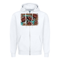 White American football leopard cowhide turquoise  leather background Zipper Hoodie - BarkalooDesign