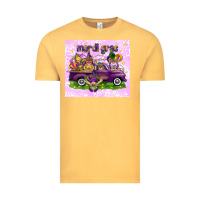 Vintage Mustard Mardi Gras with gnomies tumbler Vintage Tee - HowdyJamesFarm