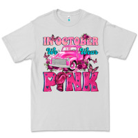 Dove Grey In October We Wear Pink Truck Premium Tee - texasbilliewilder