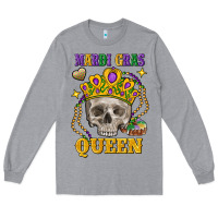 Heather Grey Skull Mardi Gras queen Long Sleeve Tee - FaDigitalArtStudio