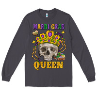 Smoke Skull Mardi Gras queen Long Sleeve Tee - FaDigitalArtStudio