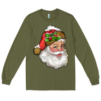 Army Green santa with snow Long Sleeve Tee - RanaPortraitStore