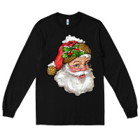 Black santa with snow Long Sleeve Tee - RanaPortraitStore