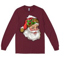 Burgundy santa with snow Long Sleeve Tee - RanaPortraitStore