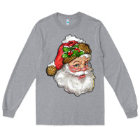 Heather Grey santa with snow Long Sleeve Tee - RanaPortraitStore